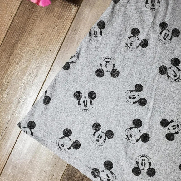 Disney Mickey Mouse Allover Ringer T-Shirt for Women Size Large NWOT Gray Pink - Picture 6 of 15